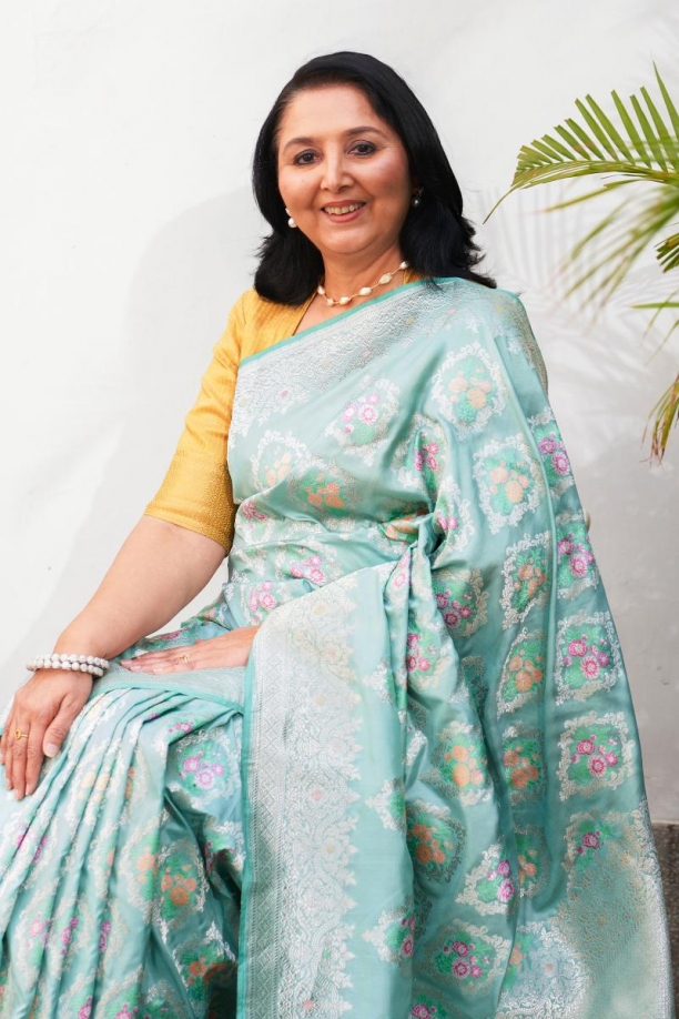 Seafoam Green Katan Silk Saree
